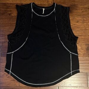 Free People Black Oversized Muscle Tank